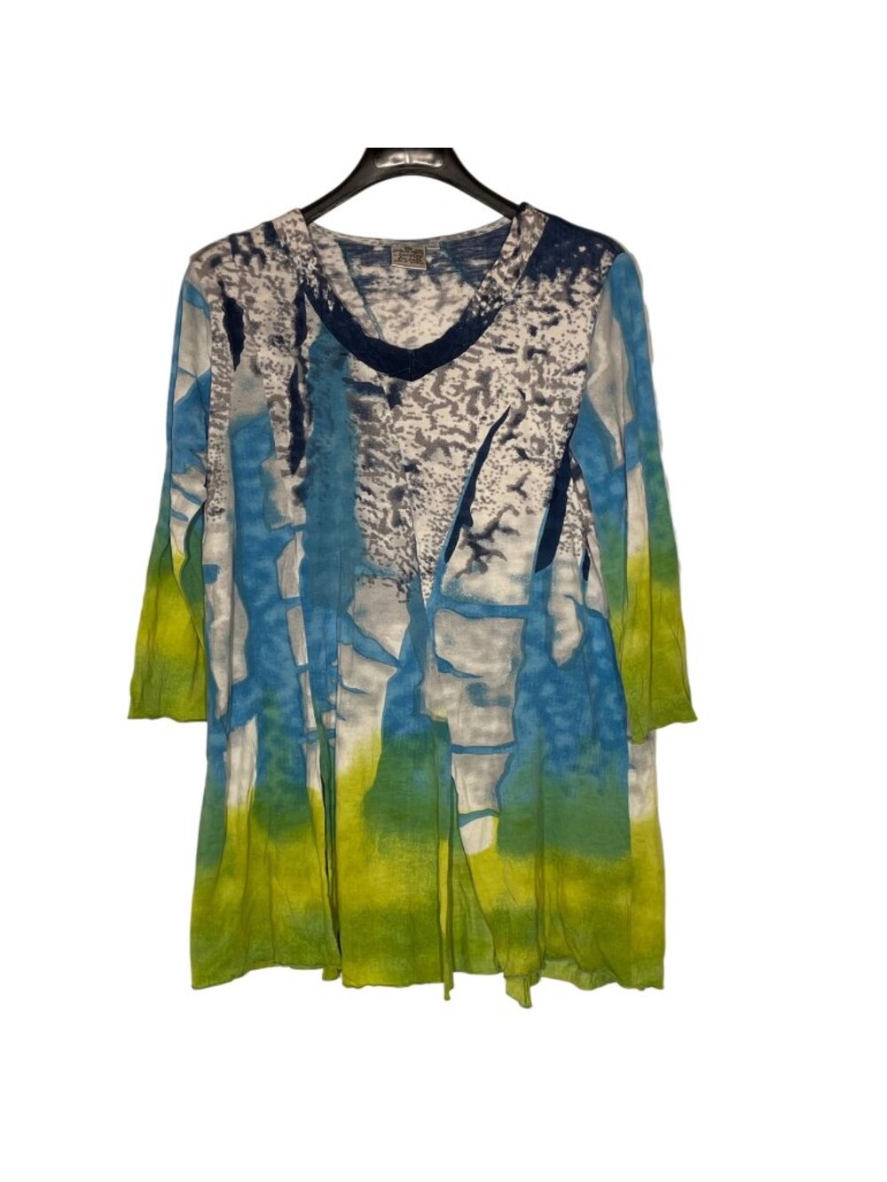 Parsley & Sage Abstract Artsy‎ Top Slits Colorful Artsy Art to Wear Sz XL Rayon